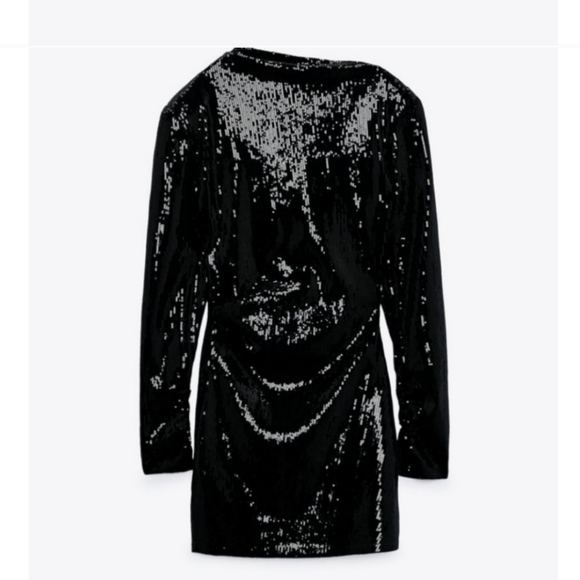 Zara * draped sequin dress black size M - Picture 14 of 15